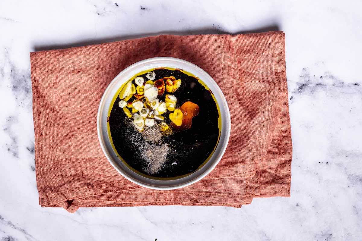 flank steak marinade in a bowl.